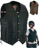 Mens Real Leather Waistcoat Motorbike Motorcycle Biker Genuine Gillet Vest Cut