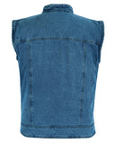 Denim Waistcoat Motorbike Rustic Biker Motorcycle Vest Cut Distressed Club