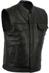 Leather Sons Of Anarchy Style Motorcycle Motorbike Waistcoat SOA Vest Cut