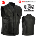 Leather Sons Of Anarchy Style Motorcycle Motorbike Waistcoat SOA Vest Cut