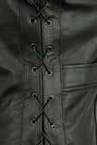 Womens Ladies Leather Waistcoat Motorcycle Biker Motorbike Fitted Cut With Laces