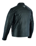 Hexagon Stitched Black Leather Motorcycle Jacket