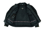 Hexagon Stitched Black Leather Motorcycle Jacket